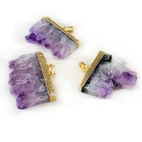 Amethyst Pendant February Birthstone , with Brass, gold color plated, Unisex, purple 