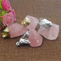 Pendentifs quartz naturel, quartz rose, avec laiton, Placage, unisexe, plus de couleurs à choisir Vendu par PC