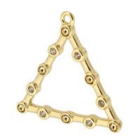 Rhinestone Brass Pendants, Triangle, gold color plated, Unisex & with rhinestone & hollow, golden Approx 1mm 