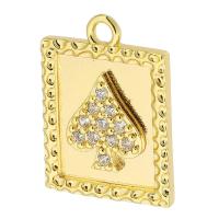 Rhinestone Brass Pendants, Square, gold color plated, Unisex & with rhinestone, golden Approx 2mm 