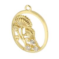 Rhinestone Brass Pendants, Oval, gold color plated, Unisex & with rhinestone & hollow, golden Approx 1mm 