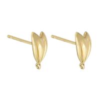 Brass Earring Drop Component, Heart, gold color plated, DIY & for woman, golden 1mm 