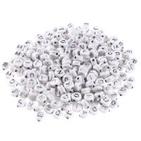 Acryl Alphabet Perlen, rund, DIY & Emaille, weiß, 4x7mm, 100PCs/Tasche, verkauft von Tasche