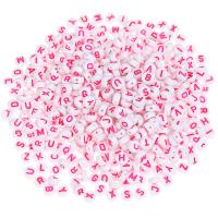 Acryl Alphabet Perlen, rund, DIY & Emaille, gemischte Farben, 4x7mm, 100PCs/Tasche, verkauft von Tasche