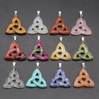 Gemstone Zinc Alloy Pendants, with Zinc Alloy, Triangle, silver color plated 34mm 