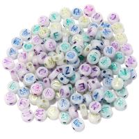 Acryl Alphabet Perlen, rund, DIY & glänzend & Emaille, keine, 5x10mm, 100PCs/Tasche, verkauft von Tasche