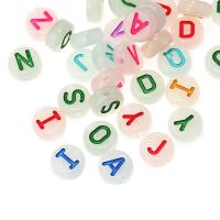 Acryl Alphabet Perlen, rund, DIY & glänzend & Emaille, gemischte Farben, 5x10mm, 100PCs/Tasche, verkauft von Tasche