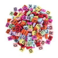 Acrylic Alphabet Beads,  Square, DIY & enamel & double-hole 