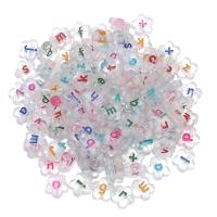 Acryl Alphabet Perlen, Plum Blossom, DIY & transparent & Emaille, gemischte Farben, 11x3.9mm, 100PCs/Tasche, verkauft von Tasche