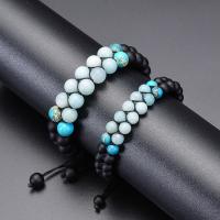 Gemstone Bracelets, Abrazine Stone, with Knot Cord & ​Amazonite​ & Impression Jasper, Double Layer & Unisex 6mm,8mm Approx 7.5-11.8 Inch 