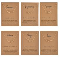 Rhinestone Zinc Alloy Necklace, with 5cm extender chain, 12 Signs of the Zodiac, gold color plated, fashion jewelry & for woman & with rhinestone cm 