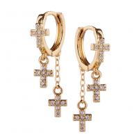 Huggie Hoop Drop Earring, laiton, Placage de couleur d'or, styles différents pour le choix & pavé de micro zircon & pour femme Vendu par paire