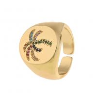 Cubic Zirconia Micro Pave Brass Finger Ring, gold color plated, Adjustable & Unisex & micro pave cubic zirconia 