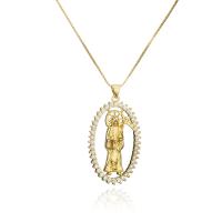 Cubic Zircon Micro Pave Brass Necklace, gold color plated, micro pave cubic zirconia & for woman Approx 17.7 