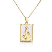 Brass Jewelry Necklace, Square, gold color plated, for woman & enamel Approx 17.7 