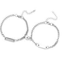 Titanium Steel Bracelet, titanium steel lobster clasp, polished, Unisex, silver color cm 