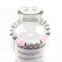 Gemstone Bracelets, Howlite, with Rose Quartz & Zinc Alloy, handmade, Unisex & with rhinestone, mixed colors, 8mm cm 