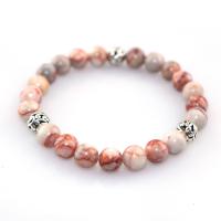 Gemstone Bracelets, Natural Stone, with Zinc Alloy, handmade, Unisex, mixed colors, 6mm cm 