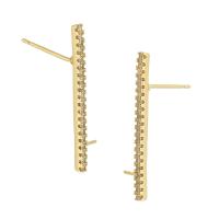 Brass Earring Stud Component, Rectangle, gold color plated, DIY & with rhinestone, golden 1mm 