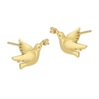 Brass Earring Drop Component, Bird, gold color plated, DIY & with rhinestone, golden 1mm 