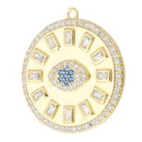 Rhinestone Brass Pendants, Flat Round, gold color plated, Unisex & with rhinestone, golden Approx 0.5mm 