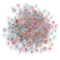 Acrylic Alphabet Beads, Heart, DIY & transparent & enamel, mixed colors 