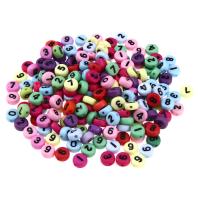 Acryl Zahlen Perlen, flache Runde, DIY & Emaille, gemischte Farben, 4x7mm, 100PCs/Tasche, verkauft von Tasche