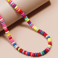 Rondelle Polymer Clay Perlen, Polymer Ton, DIY, gemischte Farben, 6x3mm, Länge:ca. 15.75 ZollInch, ca. 110PCs/Strang, verkauft von Strang