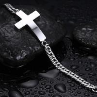 Titanium Steel Bracelet, Cross, fashion jewelry & for man, original color, 27mm Approx 8.07 Inch 
