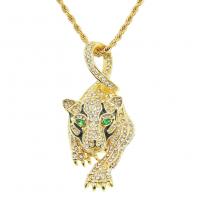 Rhinestone Zinc Alloy Necklace, with 304 Stainless Steel, Tiger, plated, fashion jewelry & with rhinestone Inch 