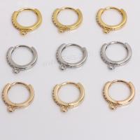 Brass Huggie Hoop Earring Finding, Round, plated, DIY & micro pave cubic zirconia 