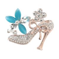 Rhinestone Zinc Alloy Brooch, Shoes, plated, for woman & with rhinestone 