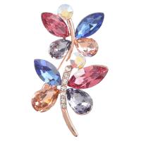 Rhinestone Zinc Alloy Brooch, with Glass Rhinestone, Flower, rose gold color plated, for woman & with rhinestone 