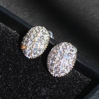 Cubic Zirconia Micro Pave Brass Earring, platinum plated, micro pave cubic zirconia & for woman 