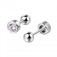 Sterling Silver Stud Earring, Argent sterling 925, Placage, pour femme & avec strass, plus de couleurs à choisir Vendu par paire
