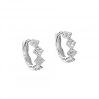 Sterling Silver Huggie Hoop Earring, 925 Sterling Silver, plated, for woman & with rhinestone 12.5mm 