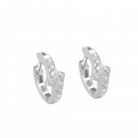 Sterling Silver Huggie Hoop Earring, 925 Sterling Silver, plated, for woman & with rhinestone 