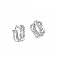 Sterling Silver Huggie Hoop Earring, 925 Sterling Silver, plated, for woman & with rhinestone & hollow 
