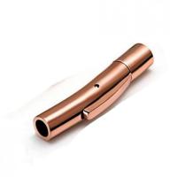 Round Stainless Steel Magnetic Clasp, 304 Stainless Steel, Vacuum Ion Plating, DIY, rose gold color, 6mm 