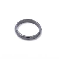 Hematite Finger Ring, Unisex & faceted, black 