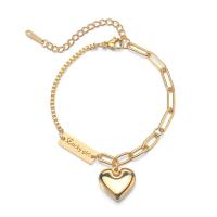Stainless Steel Charm Bracelet, 304 Stainless Steel, 304 stainless steel lobster clasp, Heart, plated, for woman 16mm cm 
