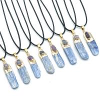 Kyanite Pendant, with Amethyst & Zinc Alloy, polished, mixed colors, 42-45x10-12mm 