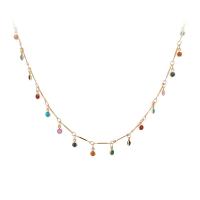 Zinc Alloy Necklace, with Natural Stone, zinc alloy lobster clasp, plated, for woman, mixed colors cm 