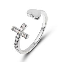 Anillo de dedo de aleación de Zinc, chapado, Ajustable & para mujer & con diamantes de imitación, más colores para la opción, 17mm, Vendido por UD