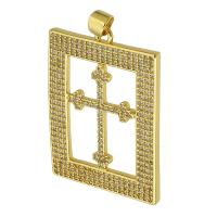 Cubic Zirconia Micro Pave Brass Pendant, Rectangle, gold color plated, fashion jewelry & DIY & micro pave cubic zirconia, golden Approx 4mm 