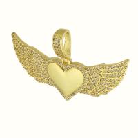 Cubic Zirconia Micro Pave Brass Pendant, Wing Shape, gold color plated, fashion jewelry & DIY & micro pave cubic zirconia, golden Approx 5mm 