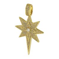 Cubic Zirconia Micro Pave Brass Pendant, gold color plated, fashion jewelry & DIY & micro pave cubic zirconia, golden Approx 3.5mm 