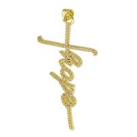 Cubic Zirconia Micro Pave Brass Pendant, gold color plated, fashion jewelry & DIY & micro pave cubic zirconia, golden Approx 4mm 