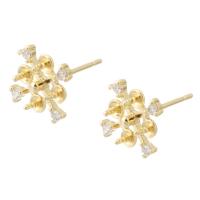Brass Earring Stud Component, gold color plated, DIY & with rhinestone, golden 1mm 