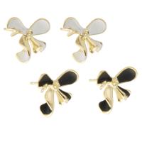 Brass Earring Stud Component, Bowknot, gold color plated, DIY & enamel 1mm 